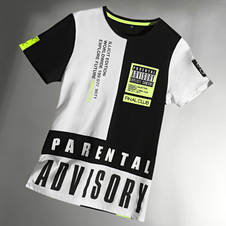 Final Club x Parental Advisory - Tee Shirt Illicit Edition Noir Blanc Détails Jaune Fluo