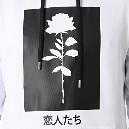 Luxury Lovers - Sweat Capuche Rose Kanji Blanc