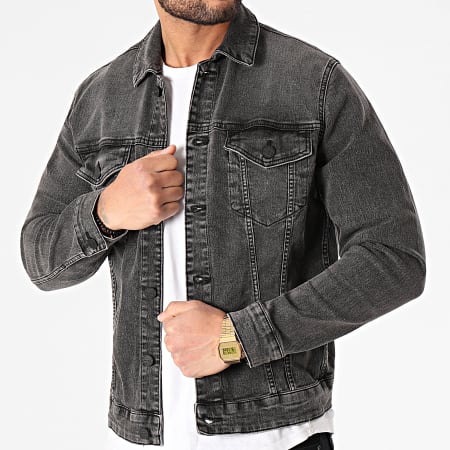 Only And Sons - Veste Jean Come Trucker Gris Anthracite