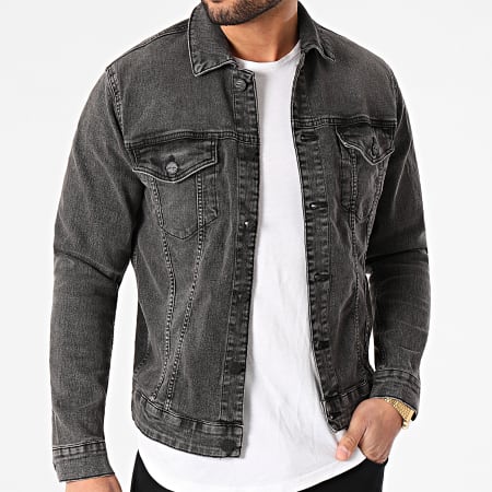 Only And Sons - Veste Jean Come Trucker Gris Anthracite