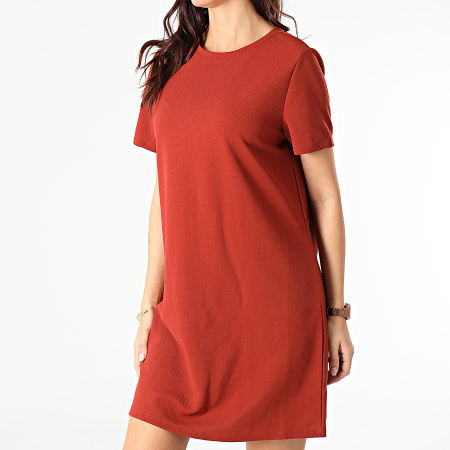 Only - Robe Tee Shirt Femme Tina Rouge Brique