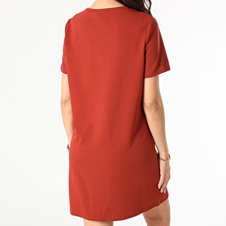 Only - Robe Tee Shirt Femme Tina Rouge Brique