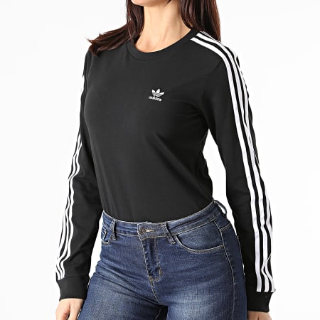 Adidas Originals - Maglietta a maniche lunghe a 3 strisce da donna GN2911 Nero