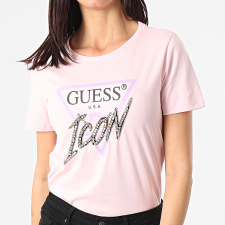 Guess - Tee Shirt Femme A Strass W1RI25-I3Z00 Rose
