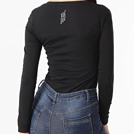 Guess - Tee Shirt Manches Longues Femme Col V A Strass W1RI52-I3Z00 Noir