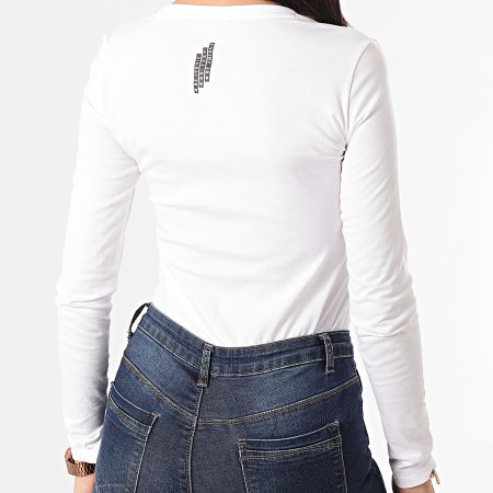 Guess - Tee Shirt Manches Longues Femme Col V A Strass W1RI52-I3Z00 Blanc