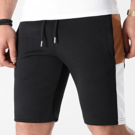 LBO - Pantaloncini da jogging Poly 1492 a righe cammello bianco nero