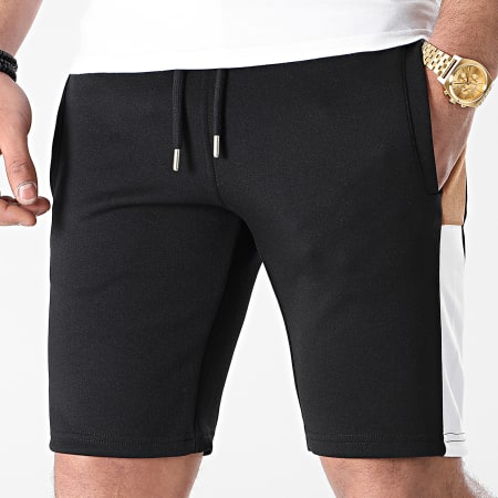 LBO - Pantaloncini da jogging Poly 1492 a righe cammello bianco nero