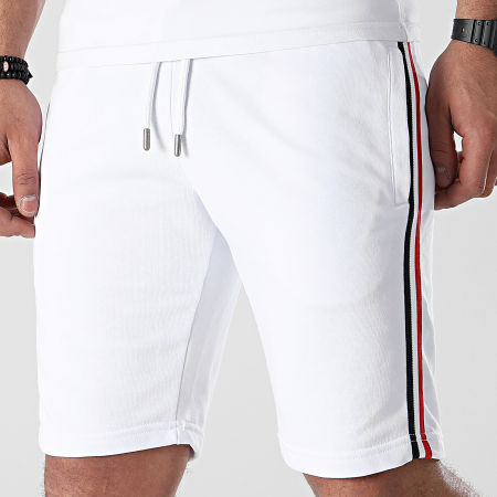 LBO - Pantaloncini da jogging con strisce tricolori 1494 Bianco
