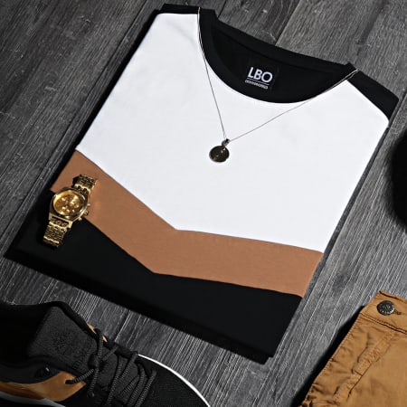 LBO - Camiseta Tricolor 1559 Blanco Camello Negro