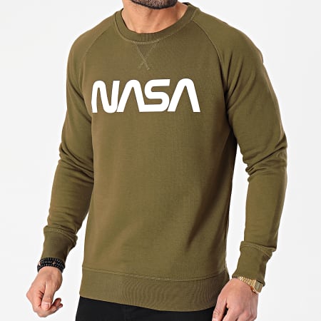 NASA - Sweat Crewneck Worm Logo Vert Kaki