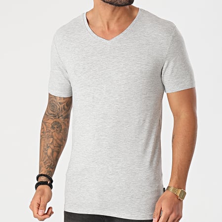 Only And Sons - Lot De 5 Tee Shirts Col V Basic Life Blanc Noir Gris Chiné
