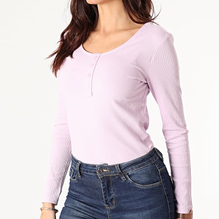 Only - Top Femme Manches Longues Simple Life Mauve