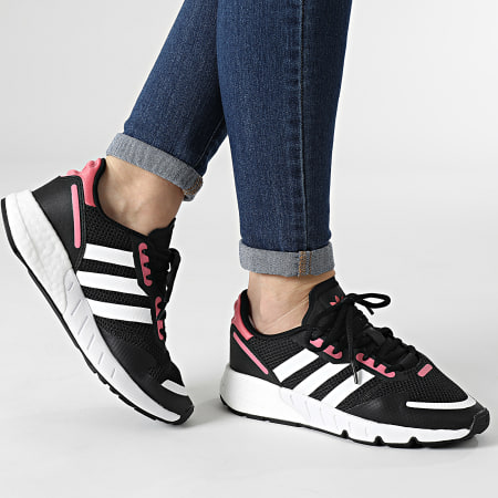 Adidas Originals - Baskets Femme ZX 1K Boost FX6872 Core Black Footwear White Hazy rose