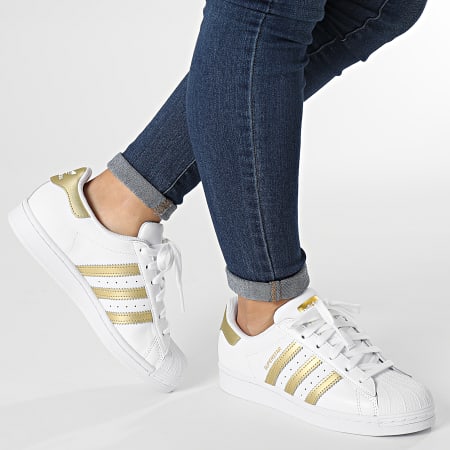 Adidas Originals - Sneakers Superstar FX7483 Donna Bianco Oro Metallizzato
