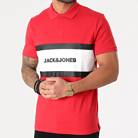Jack And Jones - Polo Manches Courtes Shake Rouge Blanc
