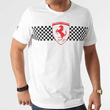 Puma - Tee Shirt Ferrari Race Checker Flag 599848 Blanc