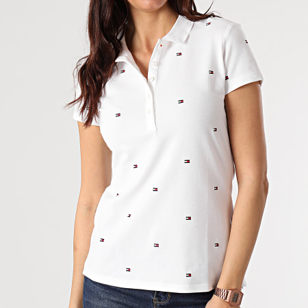 Tommy Hilfiger - Polo Manches Courtes Femme Felicia Slim Embroidery 7948 Ecru