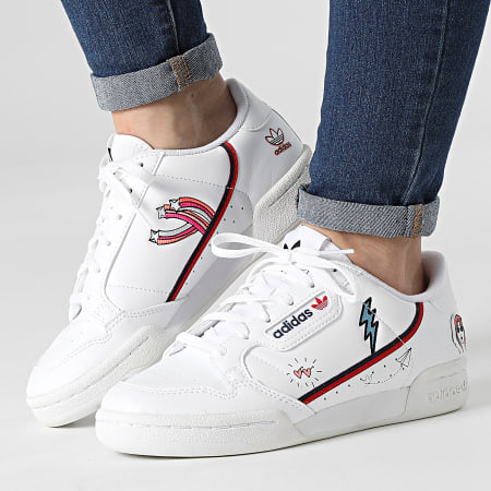 Adidas Originals - Baskets Femme Continental 80 FX6067 Footwear White Collegiate Navy Scarlet