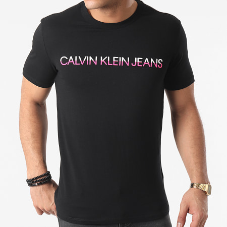 Calvin Klein - Tee Shirt Mixed Technique Instit Logo 6602 Noir