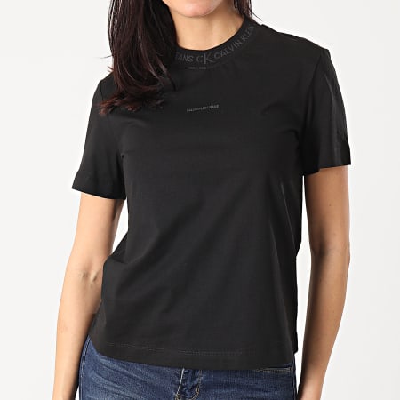 Calvin Klein - Camiseta Mujer Logo Intarsia 5500 Negro