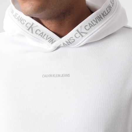 Calvin Klein - Felpa con cappuccio Jacquard Logo 7043 Bianco