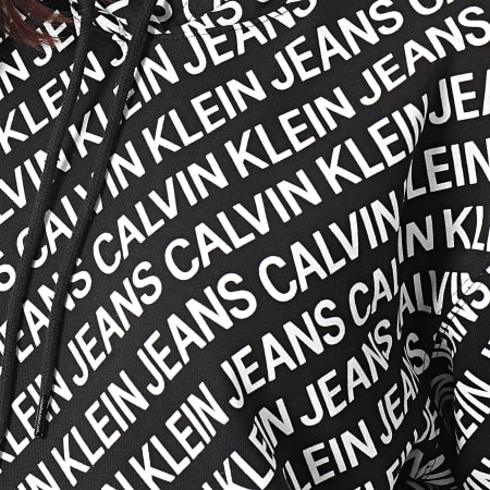 Calvin Klein - Sweat Capuche Crop Femme AOP Logo 5573 Noir