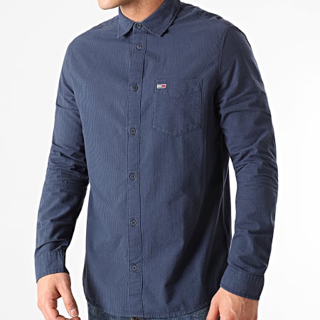Tommy Jeans - Chemise Manches Longues Solid Seersucker 0638 Bleu Marine