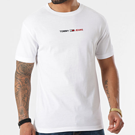 Tommy Jeans - Tee Shirt Linear Logo 0219 Blanc