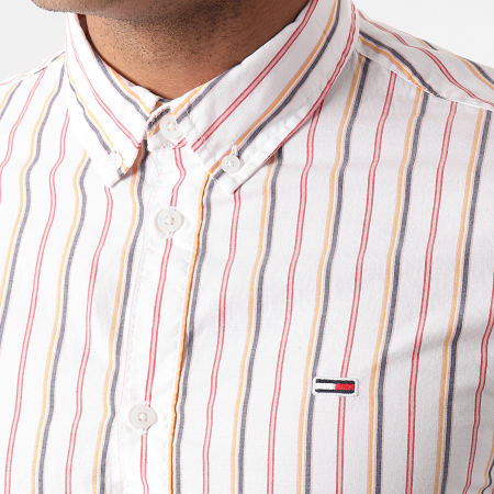 Tommy Jeans - Chemise Manches Longues A Rayures Essential Striped 0151 Blanc