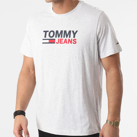 Tommy Jeans - Tee Shirt Corp Logo 0214 Gris Chiné