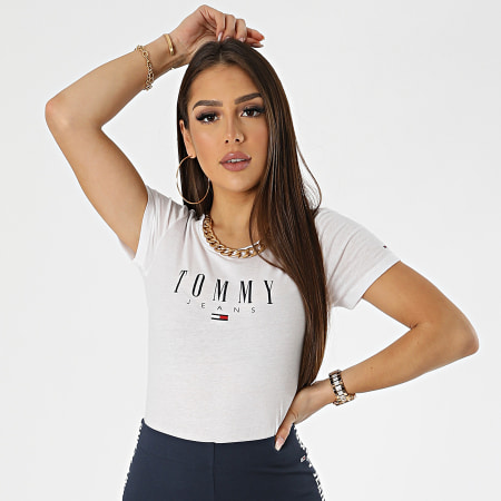 Tommy Jeans - Tee Shirt Skinny Femme Essential Logo 9926 Blanc