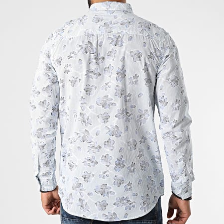 American People - Chemise Manches Longues Concorde Bleu Clair Floral