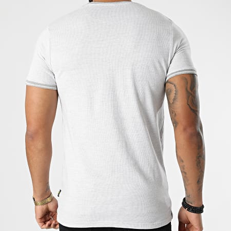 MZ72 - Tee Shirt Poche Trame Blanc Gris Chiné