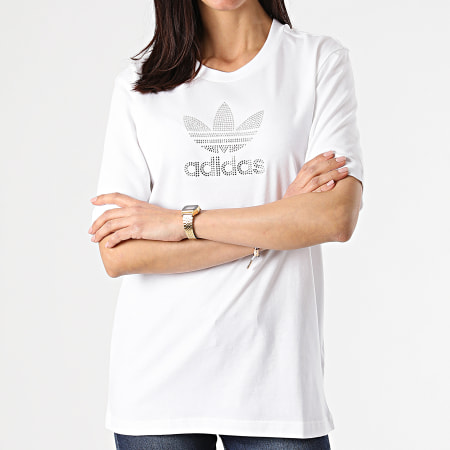 Adidas Originals - Tee Shirt Femme Rhinestone GN3647 Blanc