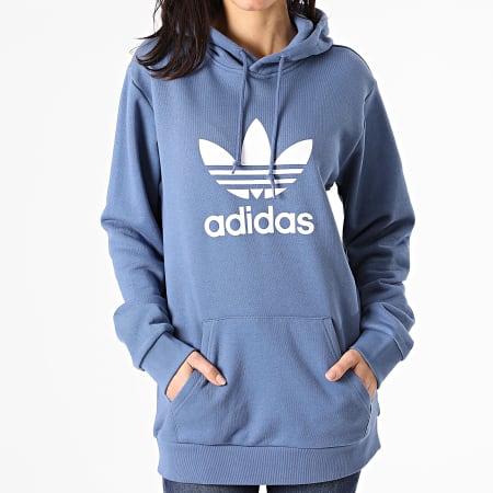Adidas Originals - Sweat Capuche Femme Trefoil GN3460 Bleu