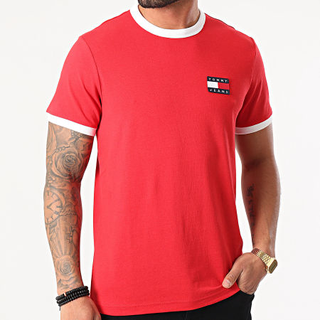 Tommy Jeans - Tee Shirt Badge Ringer 0280 Rouge