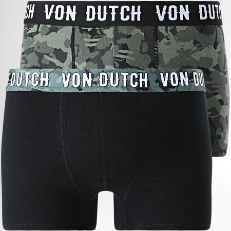 Von Dutch - Lot De 2 Boxers Basic Noir Camo Vert Kaki