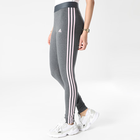 Adidas Performance - Legging Femme A Bandes GL0760 Gris Anthracite Chiné Rose