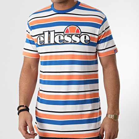 Ellesse - Camiseta Rayas SHF09085 Blanco Naranja Azul