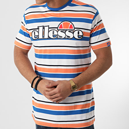 Ellesse - Camiseta Rayas SHF09085 Blanco Naranja Azul