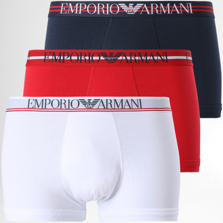 Emporio Armani - Lot De 3 Boxers 111357-1P723 Rouge Blanc Bleu Marine