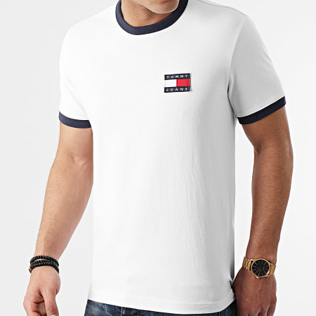 Tommy Jeans - Camiseta Ringer Badge 0280 Blanco