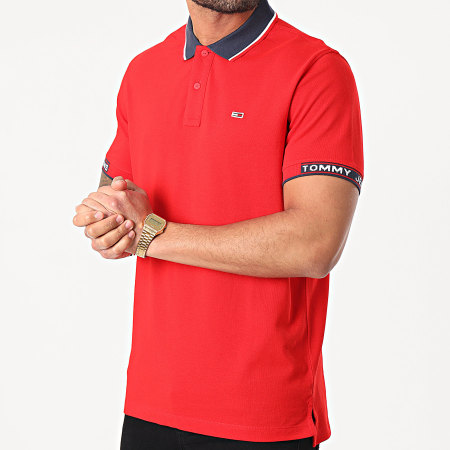 Tommy Jeans - Polo Manches Courtes Detail Rib Jaquard 0326 Rouge