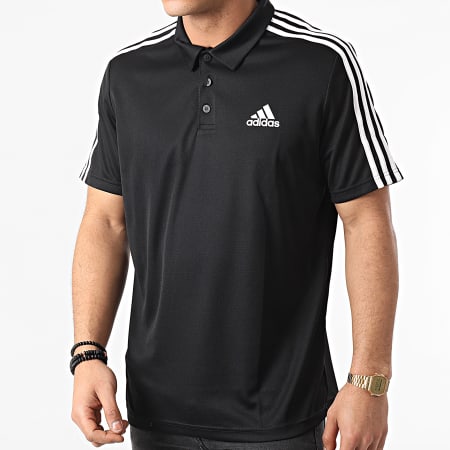 Adidas Sportswear - Polo Manches Courtes A Bandes 3 Stripes GM2075 Noir