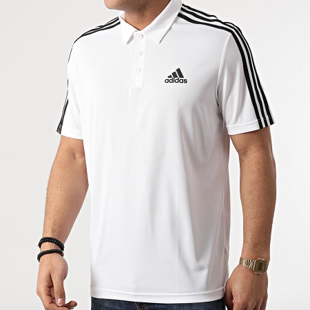 Adidas Sportswear - Polo Manches Courtes A Bandes 3 Stripes GM2138 Blanc