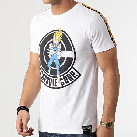 Dragon Ball Z - Camiseta de rayas en el pecho de Capsule Corp Blanco