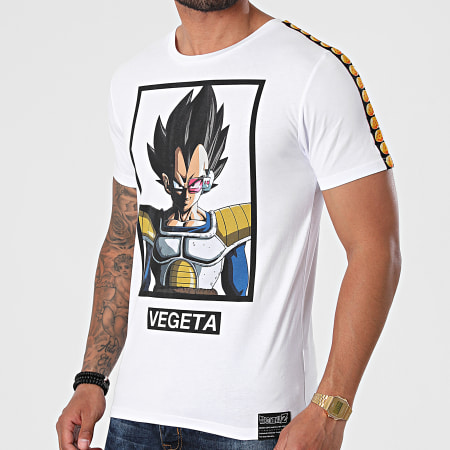 Dragon Ball Z - Camiseta Con Bandas Vegeta Self Chest Blanco