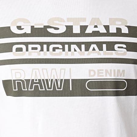 G-Star - Tee Shirt Original Stripe D19268-336 Blanc