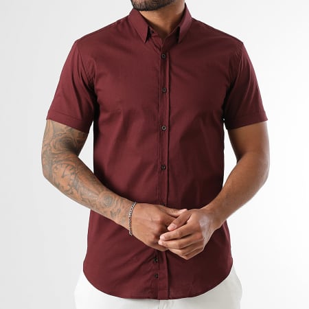 LBO - Camisa Slim Fit Manga Corta 1363 Burdeos
